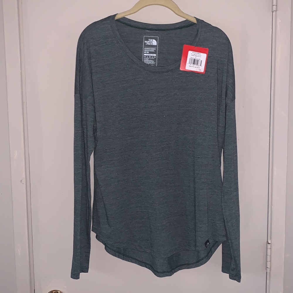 The North Face Billie Long Sleeve Tee Green Gray Classic Fit Women’s M NWT